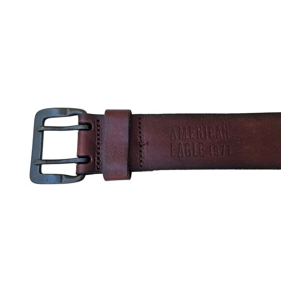 Vintage American Eagle Sz 38 Leather Belt 40" Adjustable Fit Brown - Picture 11 of 13